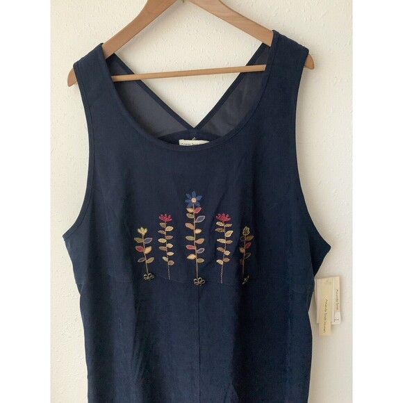 Amanda Smith NWT Vintage 90's Long Jumper Dress W side slits Embroidered 1X - Picture 2 of 7